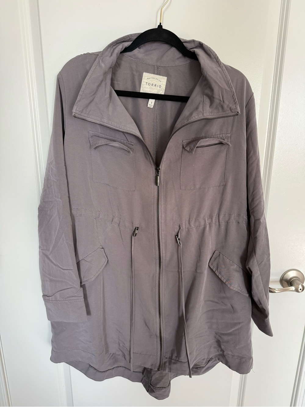 Torrid Women's Lavender Gray Utility Anorak Jacket-1